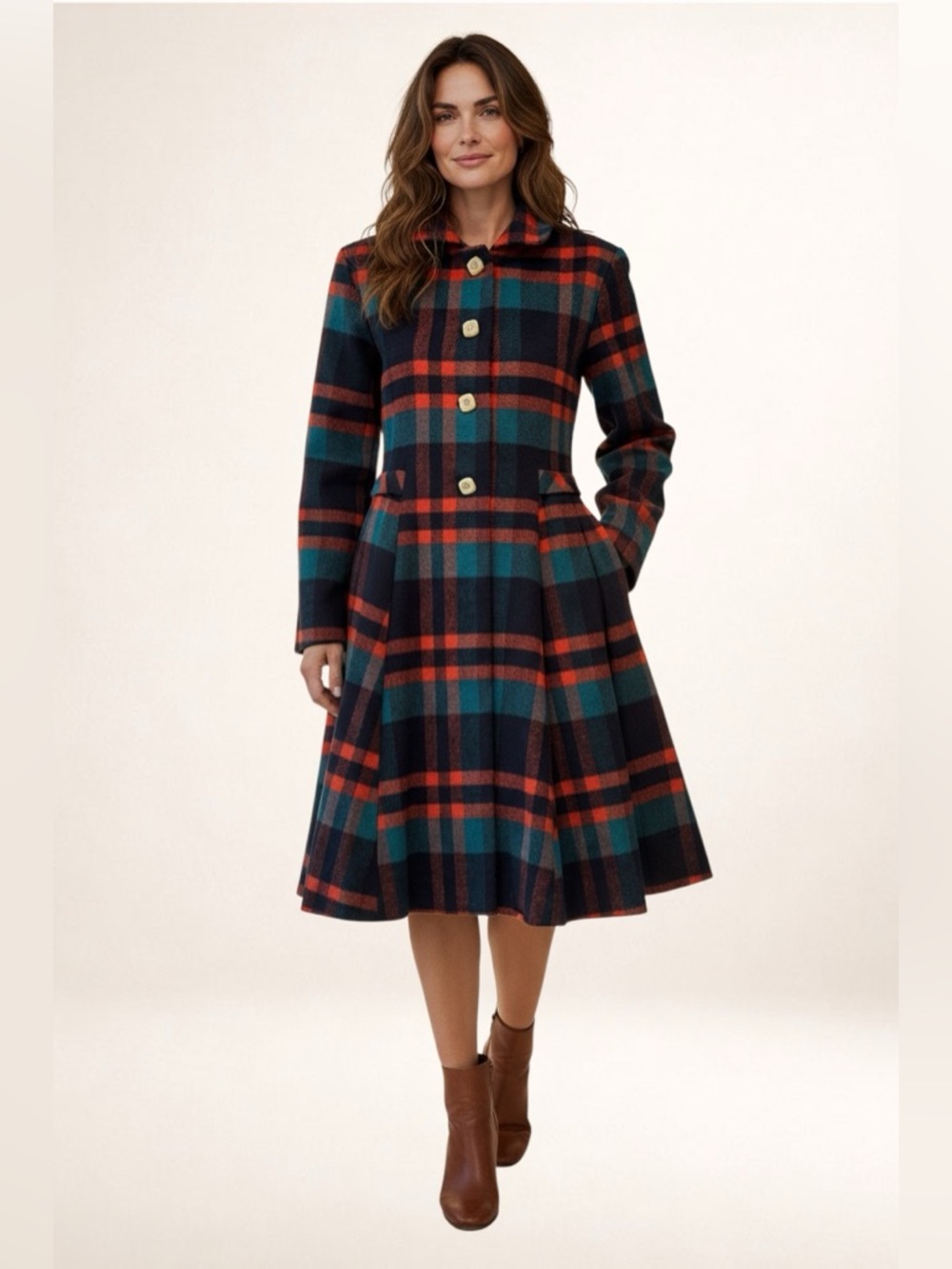Alice’s Pig Tweed Coat Wool Blend Tailored Mid Length Size 6